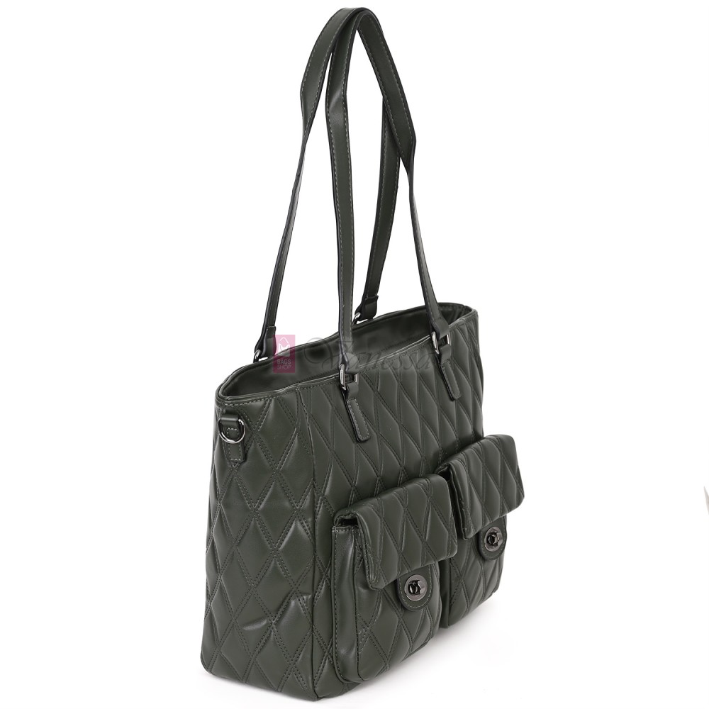 Ежедневна дамска чанта от еко кожа, в тъмнозелен цвят. Код: 430 Ежедневна дамска чанта от еко кожа, в тъмнозелен цвят. Код: 430