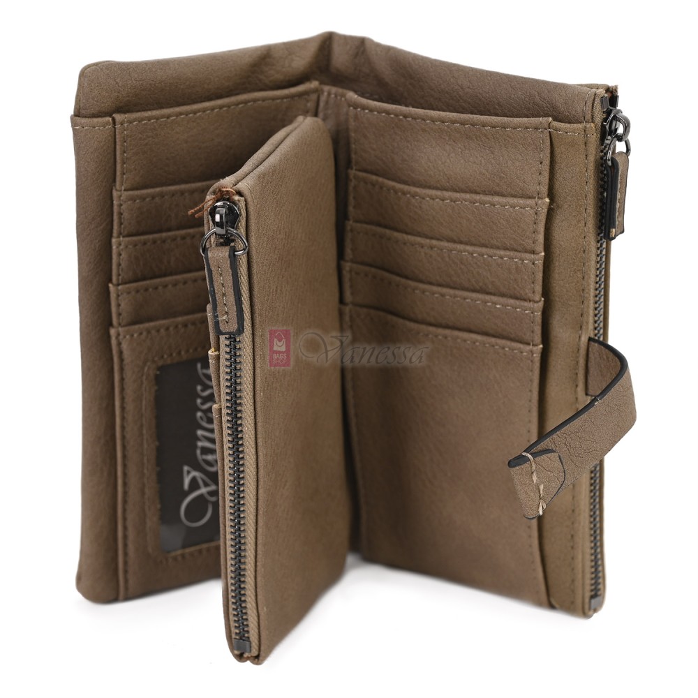 Средно дамско портмоне от висококачествена еко кожа в бежов цвят Код: 432-1 Средно дамско портмоне от висококачествена еко кожа в бежов цвят Код: 432-1