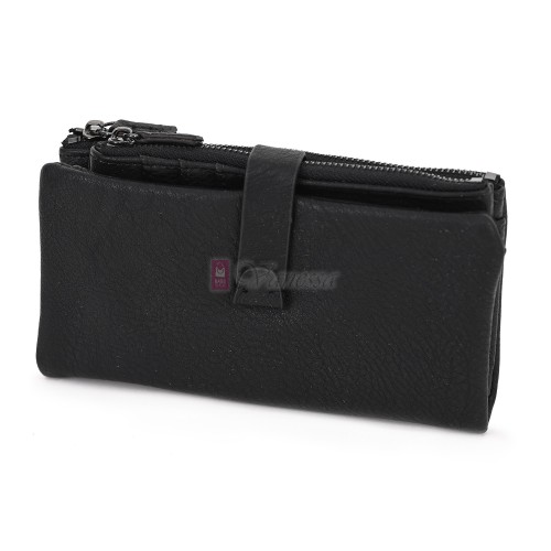 Средно дамско портмоне от висококачествена еко кожа в черен цвят Код: 432-1