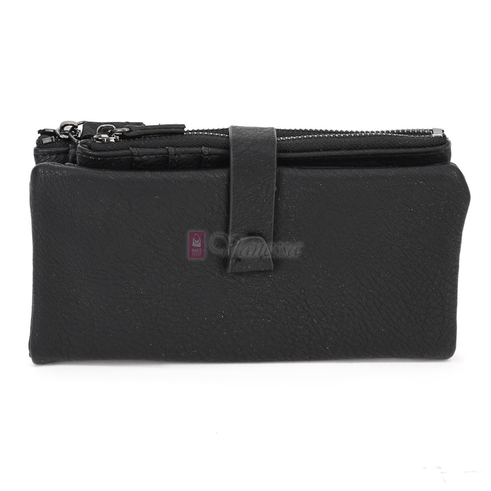 Средно дамско портмоне от висококачествена еко кожа в черен цвят Код: 432-1 Средно дамско портмоне от висококачествена еко кожа в черен цвят Код: 432-1