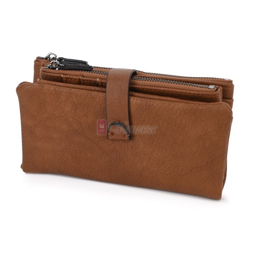 Средно дамско портмоне от висококачествена еко кожа в кафяв цвят Код: 432-1