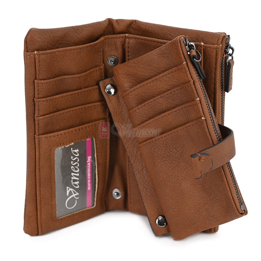 Средно дамско портмоне от висококачествена еко кожа в кафяв цвят Код: 432-1 Средно дамско портмоне от висококачествена еко кожа в кафяв цвят Код: 432-1