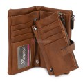 Средно дамско портмоне от висококачествена еко кожа в кафяв цвят Код: 432-1