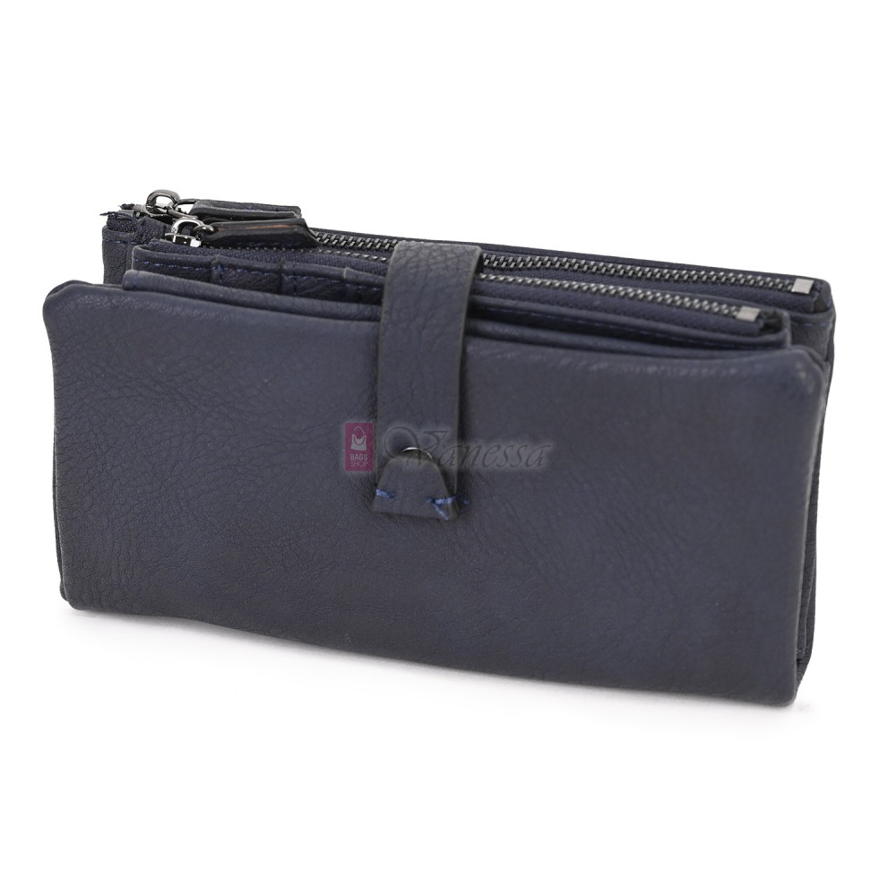 Средно дамско портмоне от висококачествена еко кожа в тъмносин цвят Код: 432-1 Средно дамско портмоне от висококачествена еко кожа в тъмносин цвят Код: 432-1