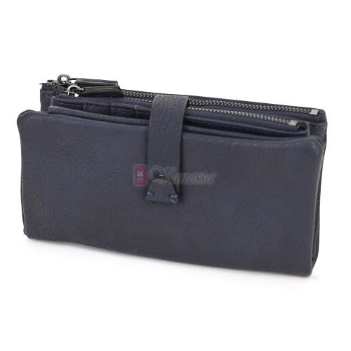 Средно дамско портмоне от висококачествена еко кожа в тъмносин цвят Код: 432-1