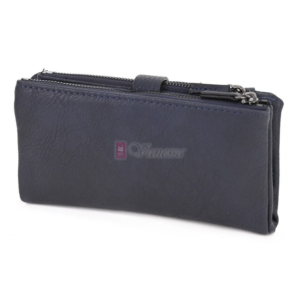 Средно дамско портмоне от висококачествена еко кожа в тъмносин цвят Код: 432-1 Средно дамско портмоне от висококачествена еко кожа в тъмносин цвят Код: 432-1