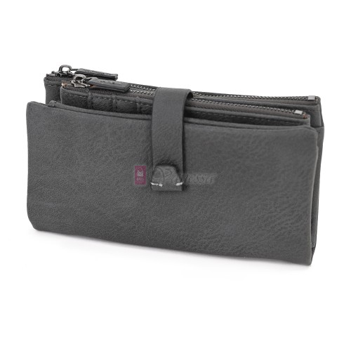 Средно дамско портмоне от висококачествена еко кожа в тъмносив цвят Код: 432-1