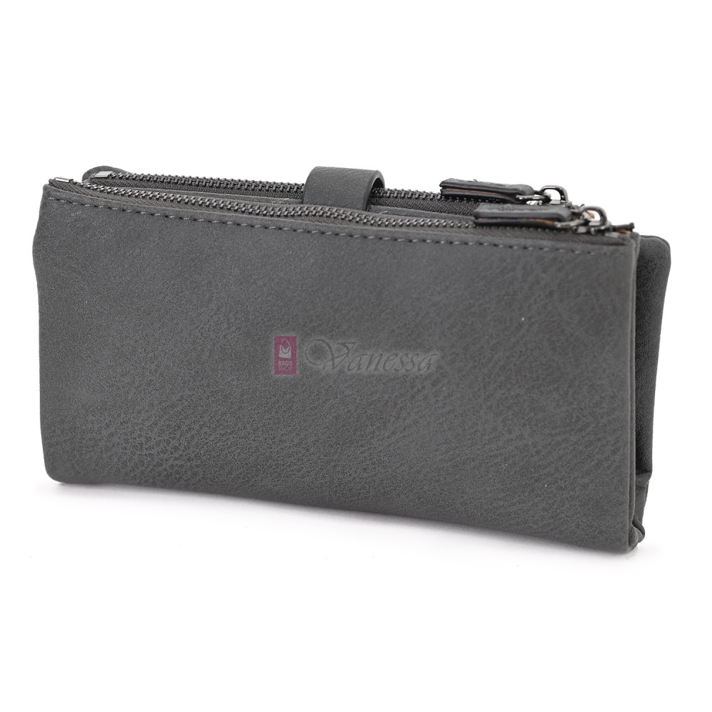 Средно дамско портмоне от висококачествена еко кожа в тъмносив цвят Код: 432-1 Средно дамско портмоне от висококачествена еко кожа в тъмносив цвят Код: 432-1