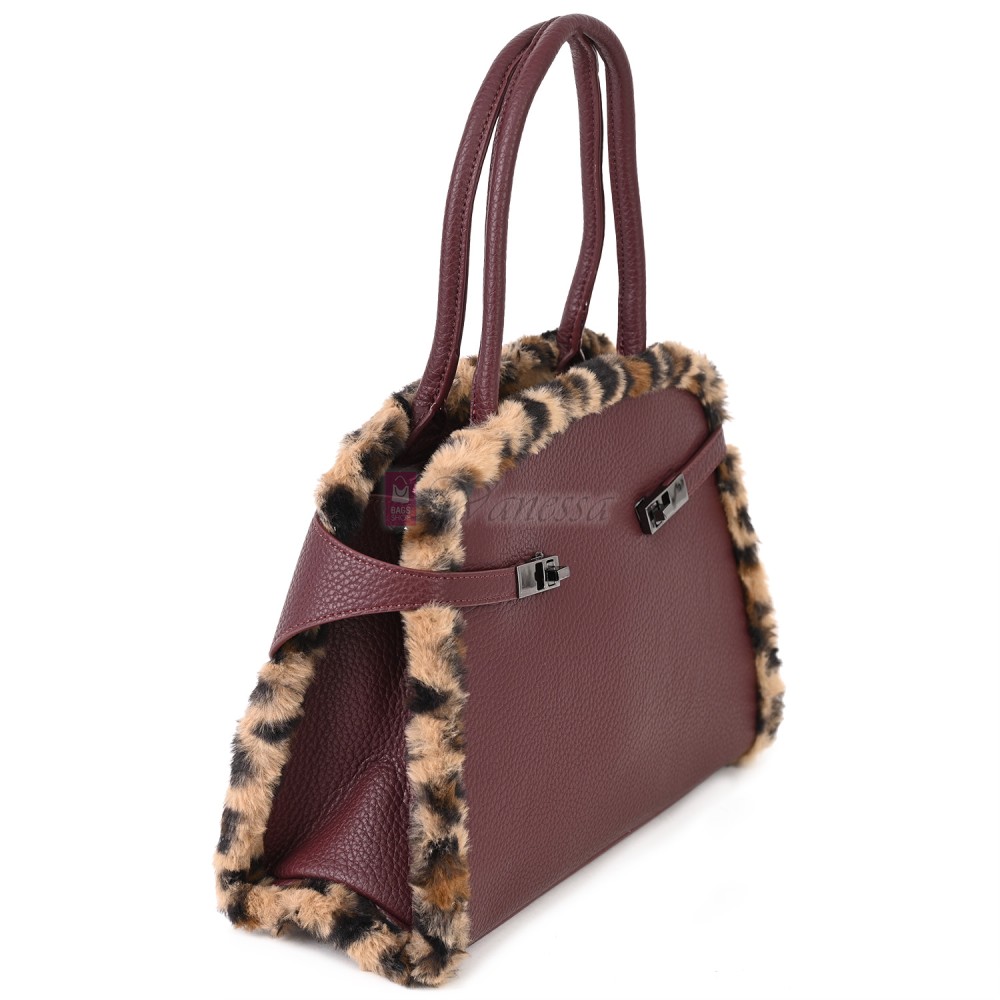 Дамска чанта от екологична кожа в цвят бордо. Код: 461