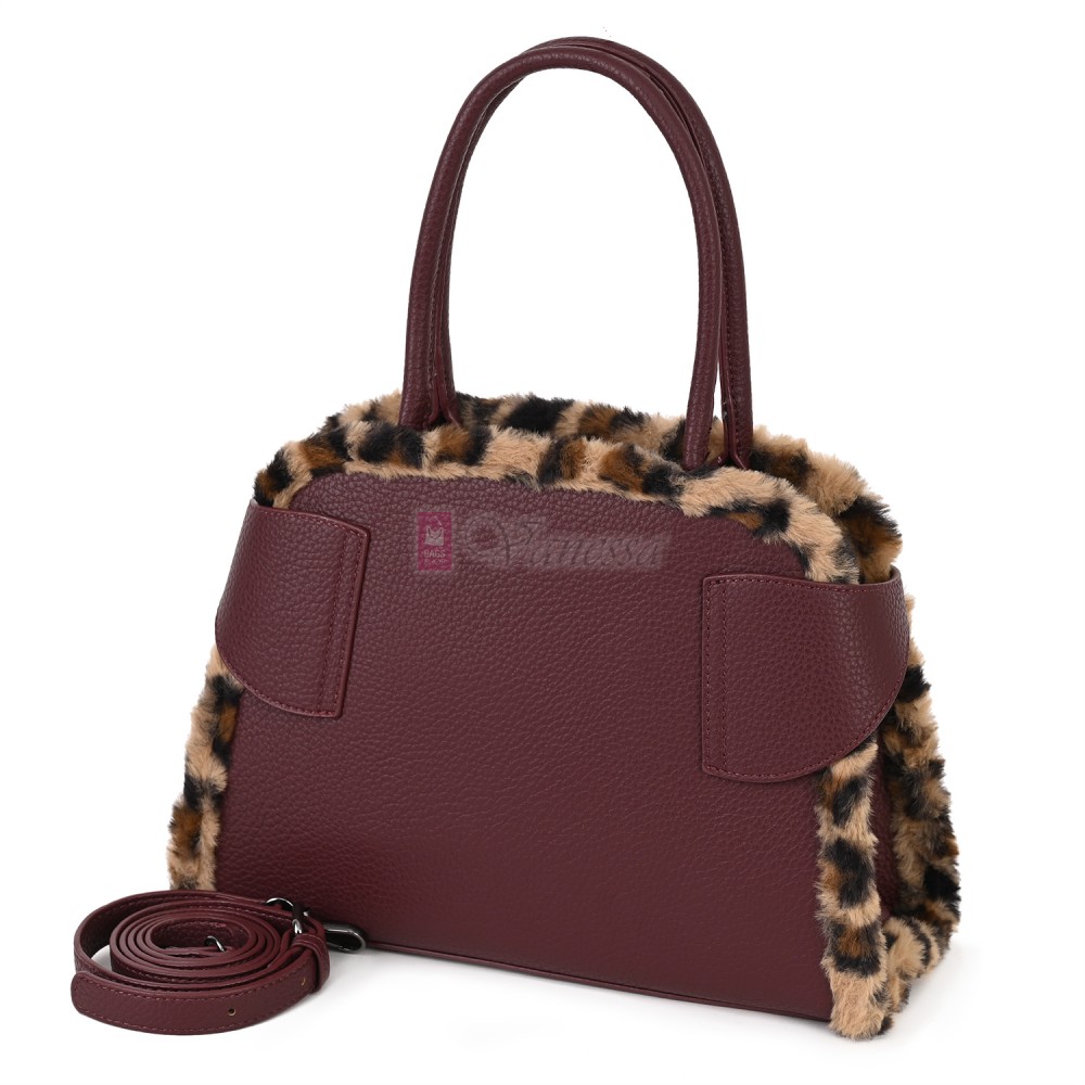  Дамска чанта от екологична кожа в цвят бордо. Код: 461