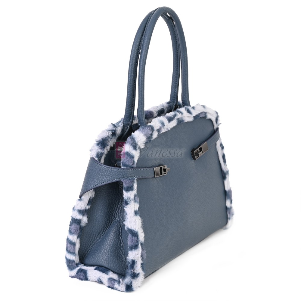  Дамска чанта от екологична кожа в син цвят. Код: 461