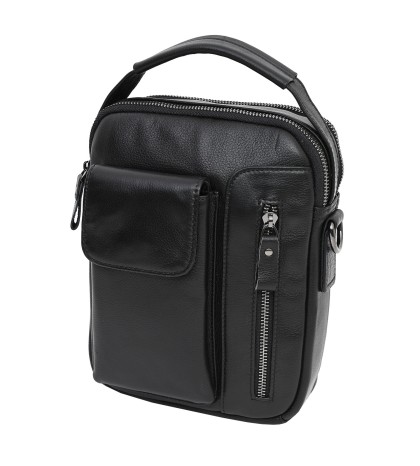 Мъжка чанта от естествена кожа в черен цвят. Код: 5009