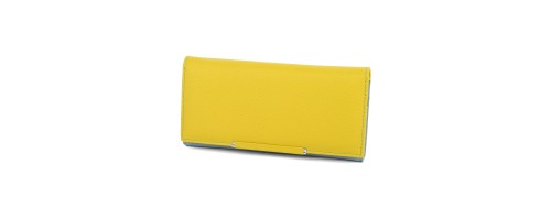 Голямо дамско портмоне от естествена кожа в жълт цвят. КОД: 501