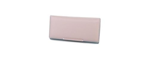 Голямо дамско портмоне от естествена кожа в розов цвят. КОД: 501