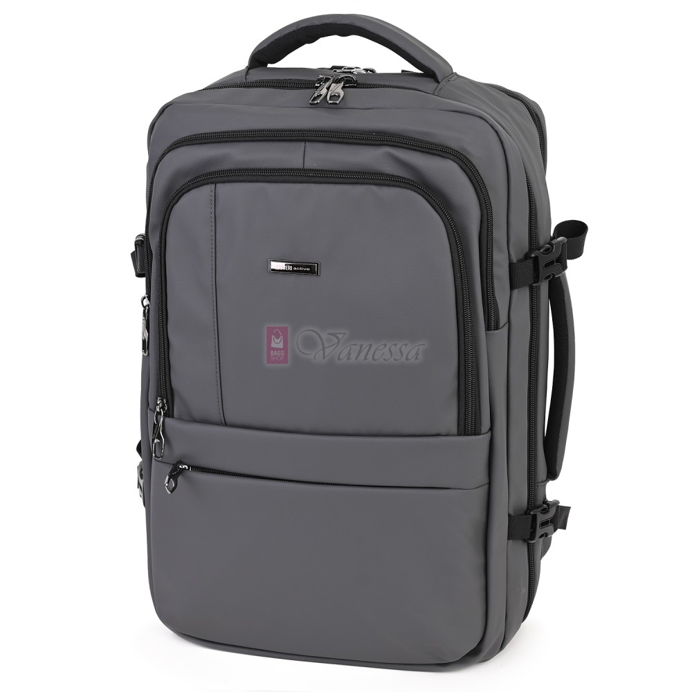 Мъжка раница от висококачествен текстил, в сив цвят. Код 5010