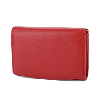 Средно дамско портмоне от естествена кожа в червен цвят. КОД: 504