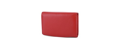 Средно дамско портмоне от естествена кожа в червен цвят. КОД: 504