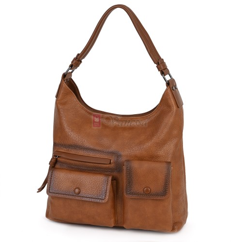 Ежедневна дамска чанта от еко кожа, в светлокафяв цвят. Код: MC507