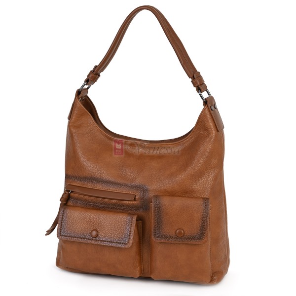 Ежедневна дамска чанта от еко кожа, в светлокафяв цвят. Код: MC507