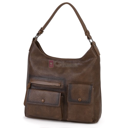 Ежедневна дамска чанта от еко кожа, в кафяв цвят. Код: MC507