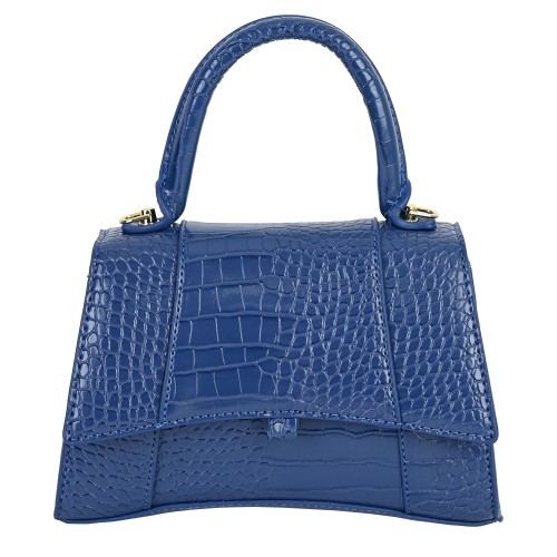 Дамска чанта от релефна еко кожа в син цвят. Код: 51371