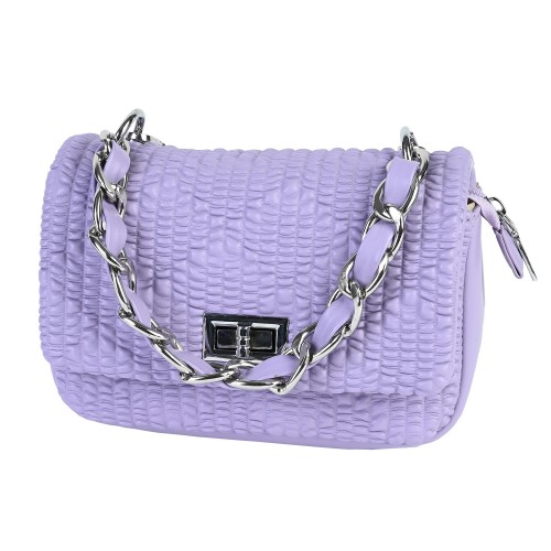Дамска чанта от висококачествена еко кожа в лилав цвят Код: 51371