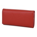 Голямо дамско портмоне от естествена кожа в червен цвят. КОД: 522