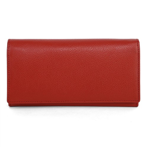 Голямо дамско портмоне от естествена кожа в червен цвят. КОД: 522
