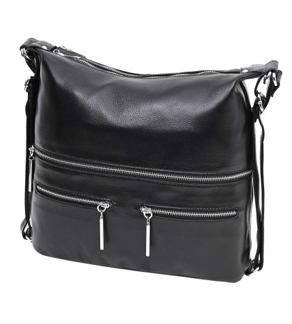 Дамска чанта/раница от естествена кожа в черен цвят. Код: 5565