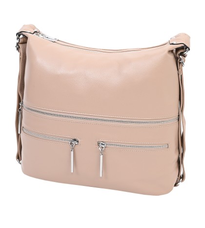 Дамска чанта/раница от естествена кожа в цвят пудра. Код: 5565