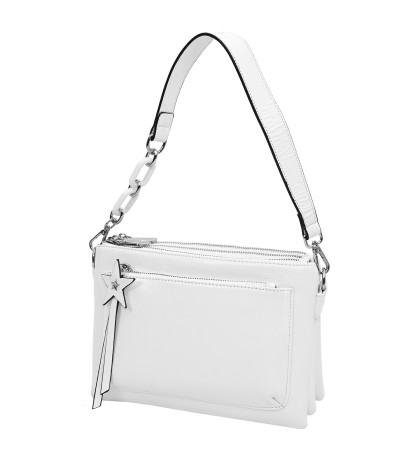 Дамска чанта от естествена кожа в бял цвят. Код: 5566
