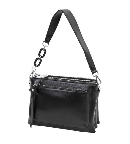 Дамска чанта от естествена кожа в черен цвят. Код: 5566
