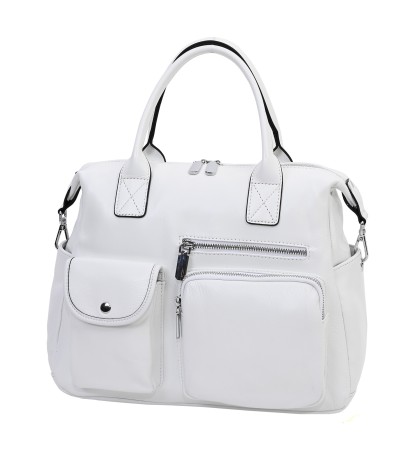 Дамска чанта от естествена кожа в бял цвят. Код: 5568