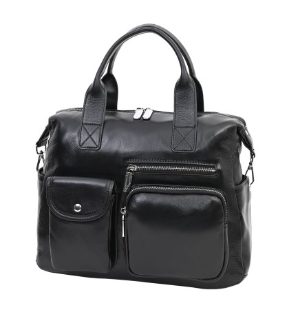 Дамска чанта от естествена кожа в черен цвят. Код: 5568