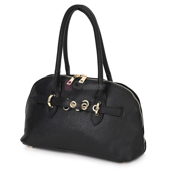 Малка дамска чанта от естествена кожа, в черен цвят. Код: 56EK