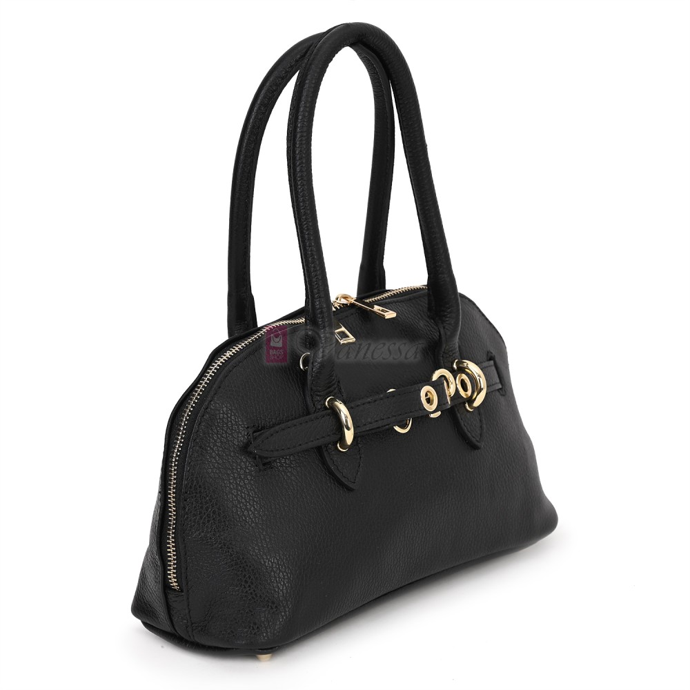 Малка дамска чанта от естествена кожа, в черен цвят. Код: 56EK