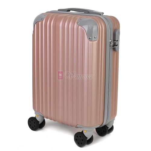 Малък slim куфар от полипропилен, в цвят розово злато. Код: M5832