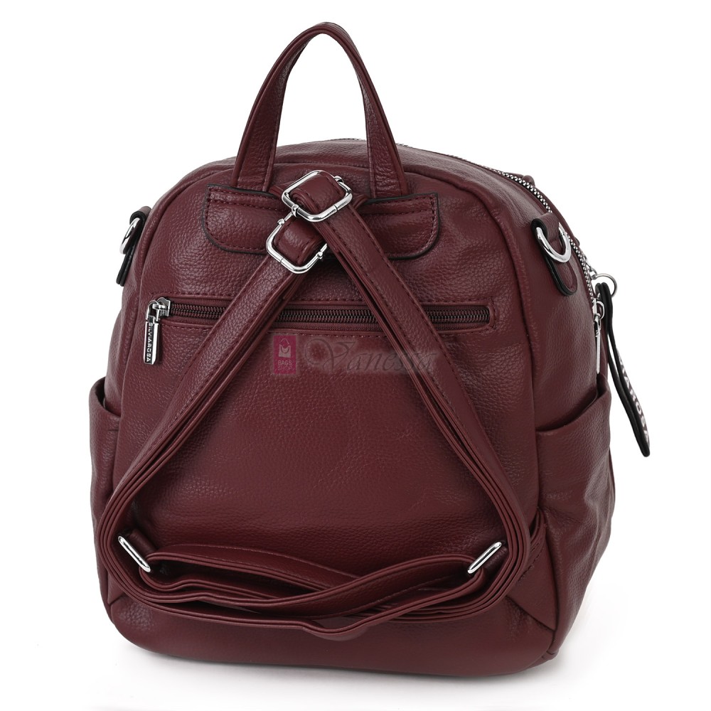 Дамска раница от висококачествена еко кожа в цвят бордо. Код: 5899  Дамска раница от висококачествена еко кожа в цвят бордо. Код: 5899