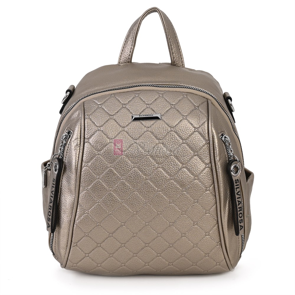 Дамска раница от висококачествена еко кожа в златист цвят. Код: 5899  Дамска раница от висококачествена еко кожа в златист цвят. Код: 5899