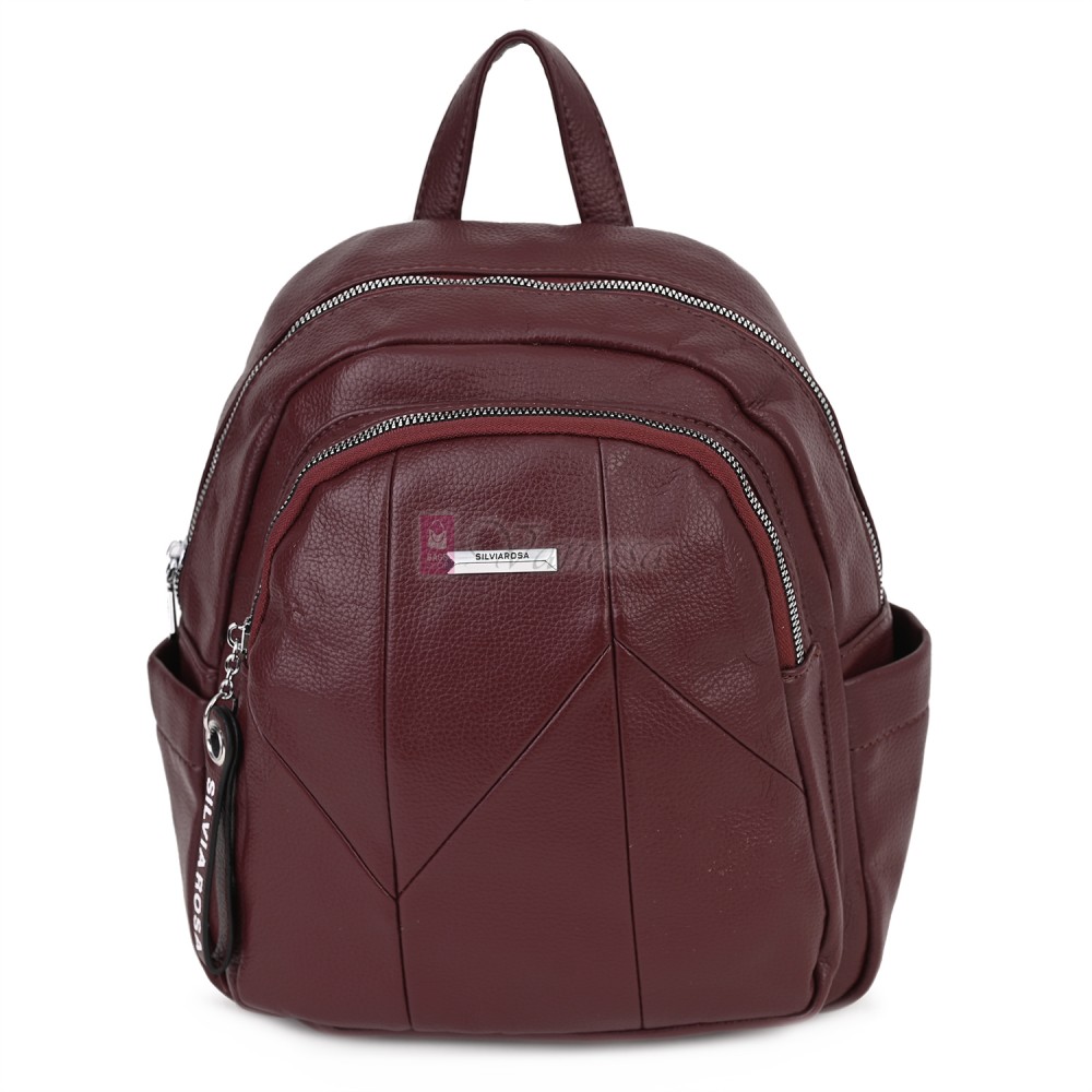  Дамска раница Silvia Rosa, от висококачествена еко кожа, в цвят бордо. Код: 5996