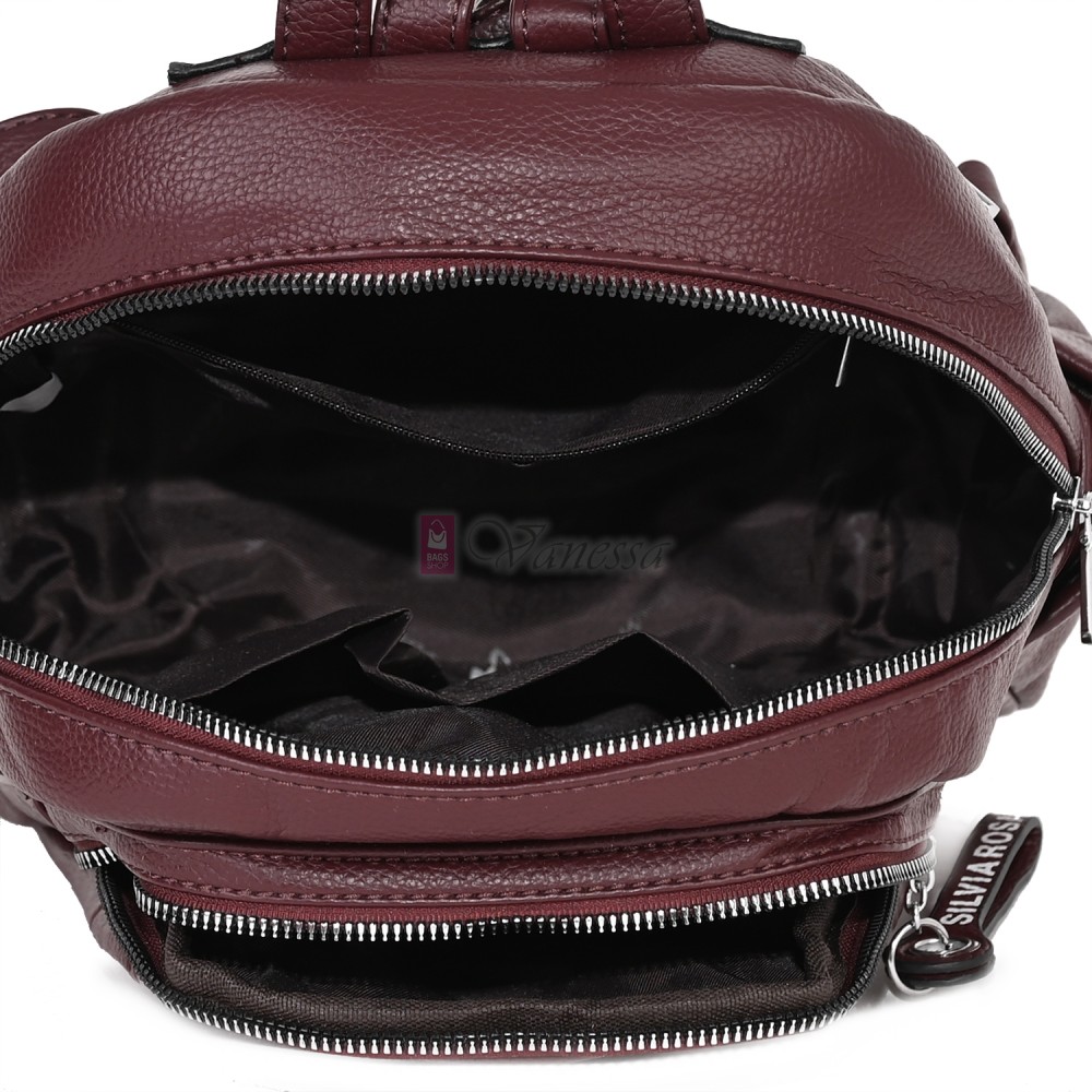  Дамска раница Silvia Rosa, от висококачествена еко кожа, в цвят бордо. Код: 5996
