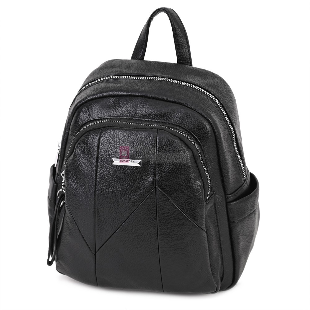  Дамска раница Silvia Rosa, от висококачествена еко кожа, в черен цвят. Код: 5996