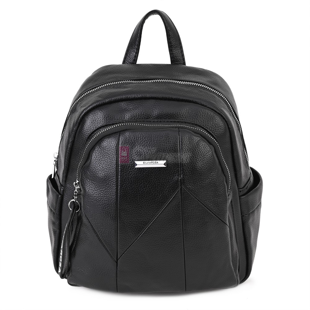  Дамска раница Silvia Rosa, от висококачествена еко кожа, в черен цвят. Код: 5996