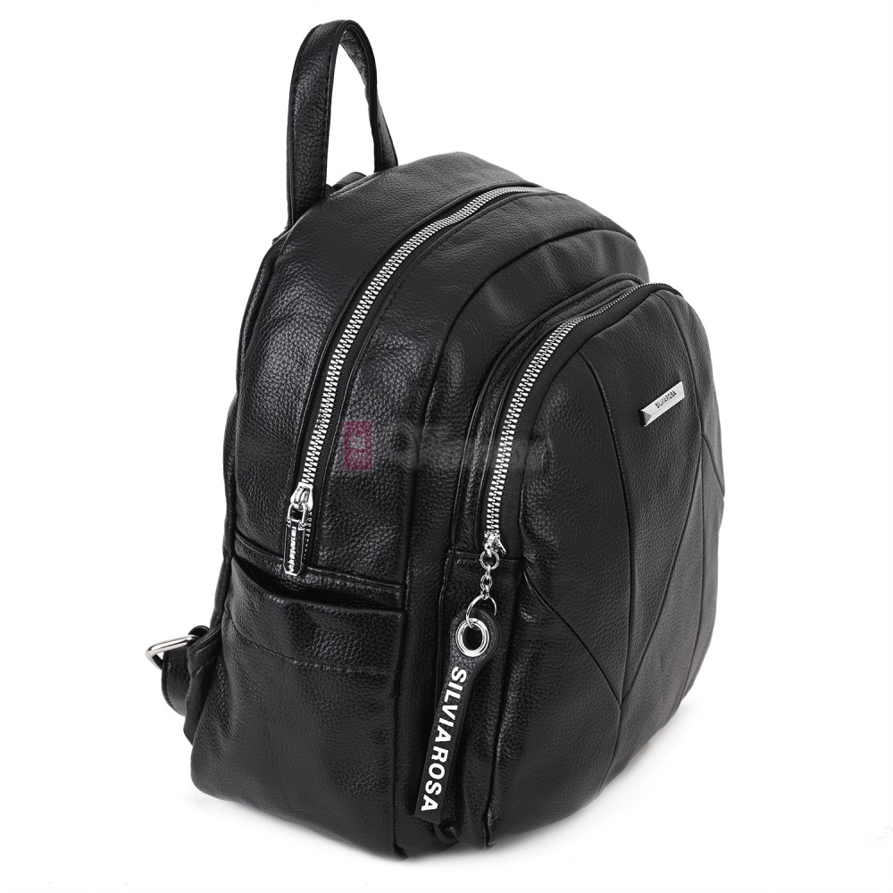  Дамска раница Silvia Rosa, от висококачествена еко кожа, в черен цвят. Код: 5996