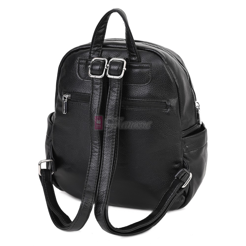 Дамска раница Silvia Rosa, от висококачествена еко кожа, в черен цвят. Код: 5996