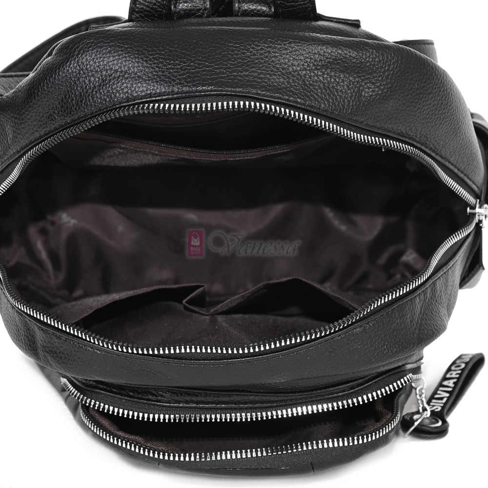  Дамска раница Silvia Rosa, от висококачествена еко кожа, в черен цвят. Код: 5996