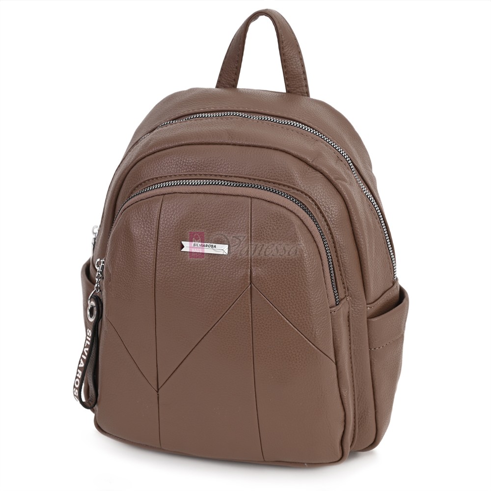  Дамска раница Silvia Rosa, от висококачествена еко кожа, в кафяв цвят. Код: 5996