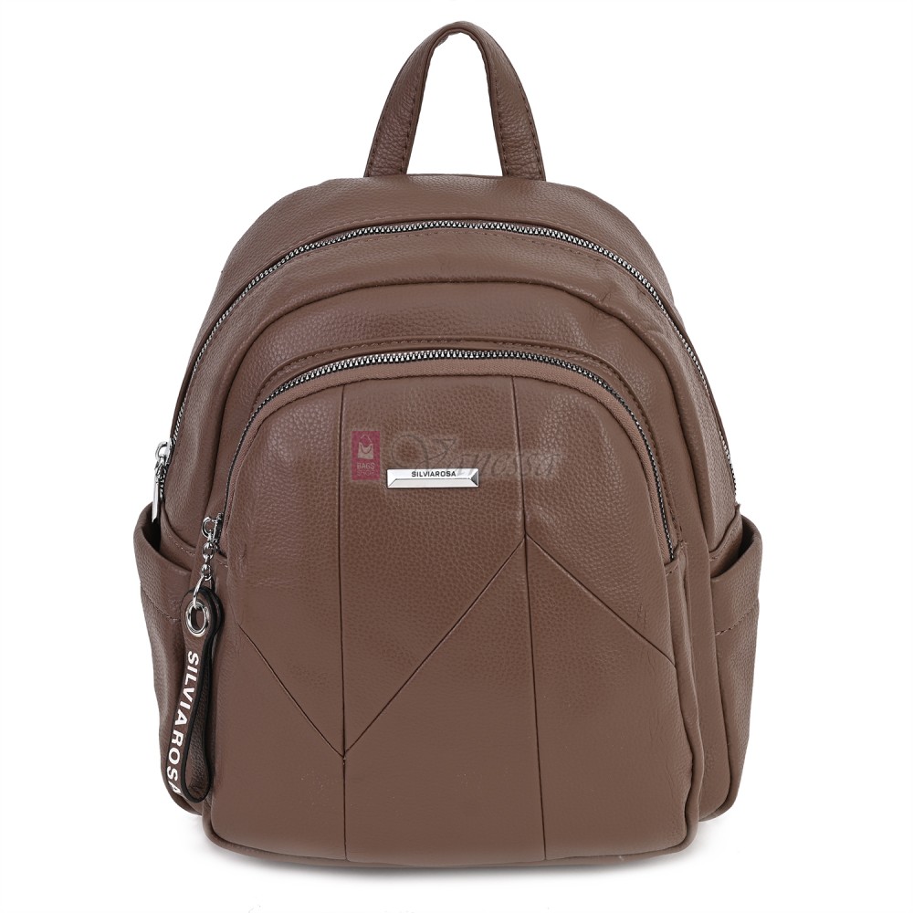  Дамска раница Silvia Rosa, от висококачествена еко кожа, в кафяв цвят. Код: 5996