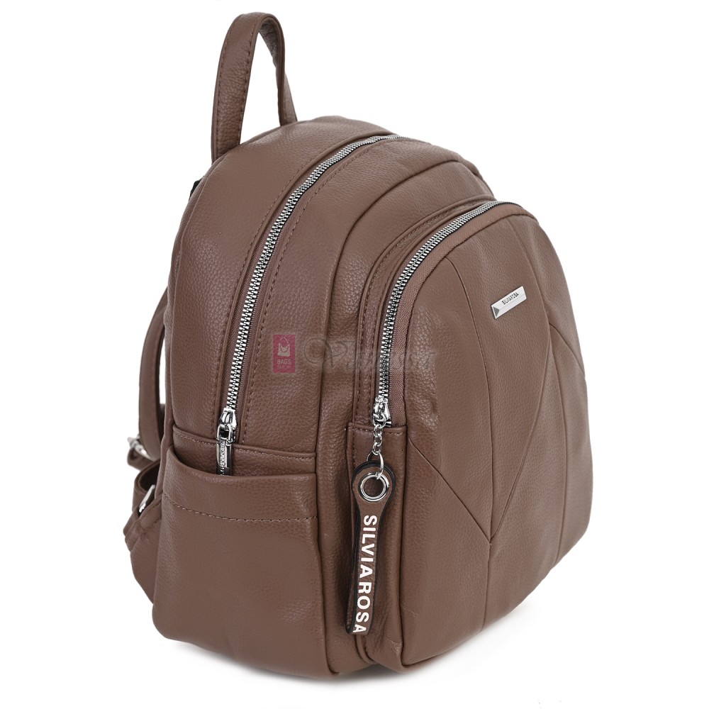  Дамска раница Silvia Rosa, от висококачествена еко кожа, в кафяв цвят. Код: 5996