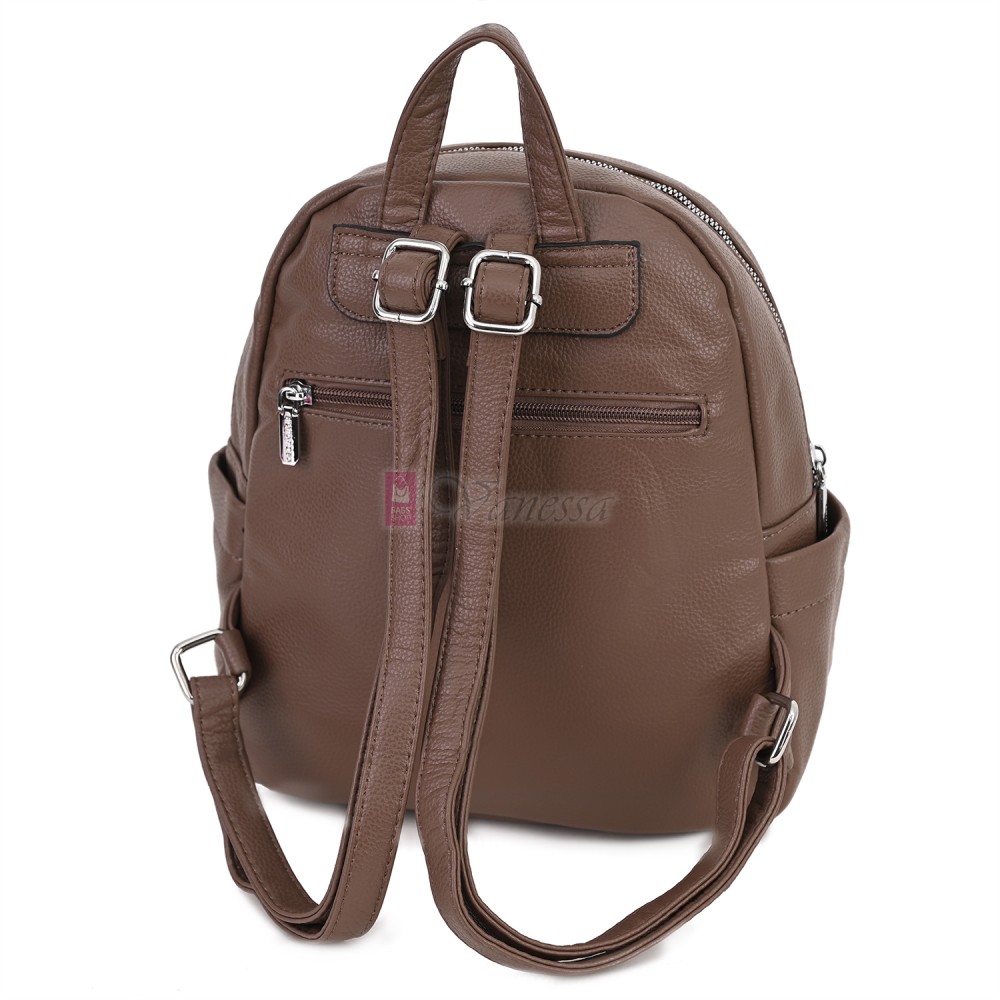  Дамска раница Silvia Rosa, от висококачествена еко кожа, в кафяв цвят. Код: 5996